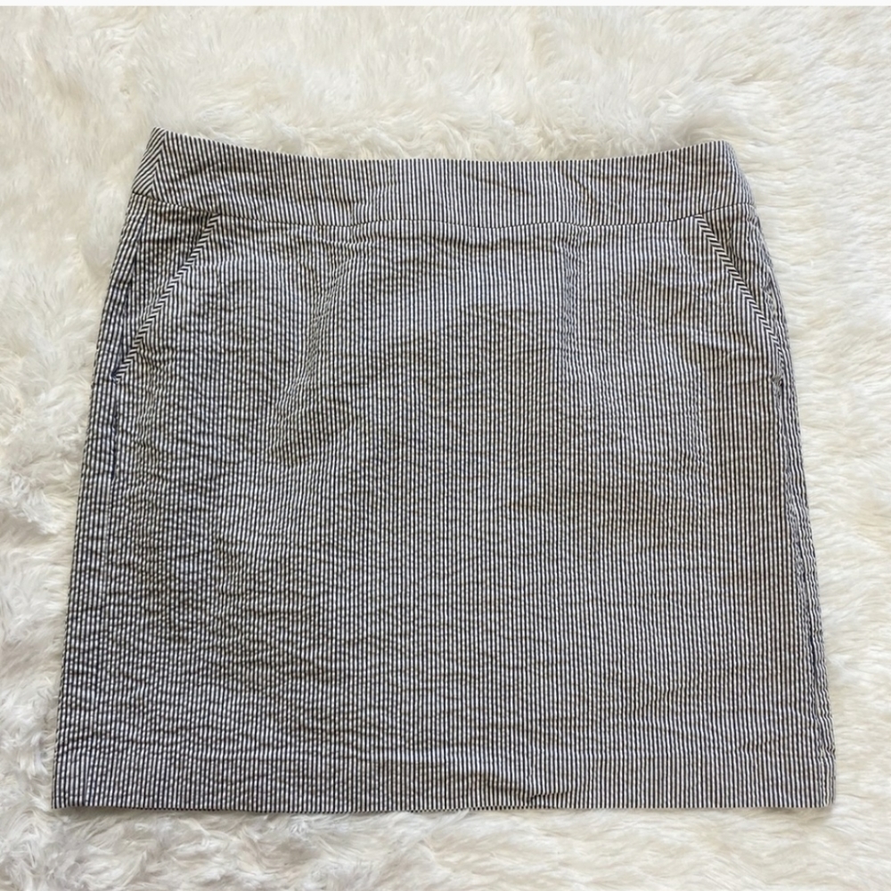 NWT WILLI SMITH Seersucker Blue/White Stripe Skirt 14